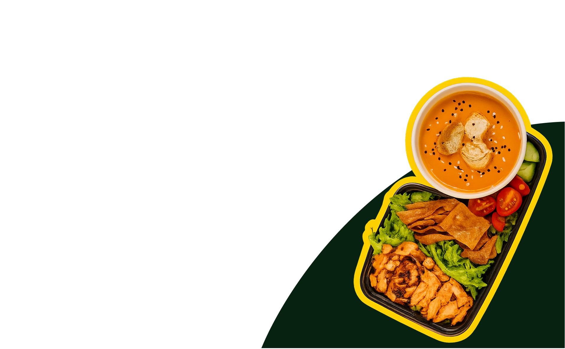 Bacanos lunchbox with soup and fresh salad